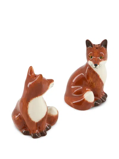 Quail Ceramics Fox Salt And Pepper Set In Brown