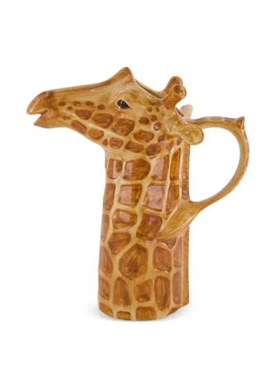 Quail Ceramics Giraffe-motif Jug In Brown