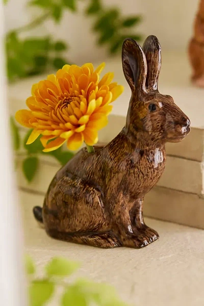 Quail Ceramics Hare Vase In Brown