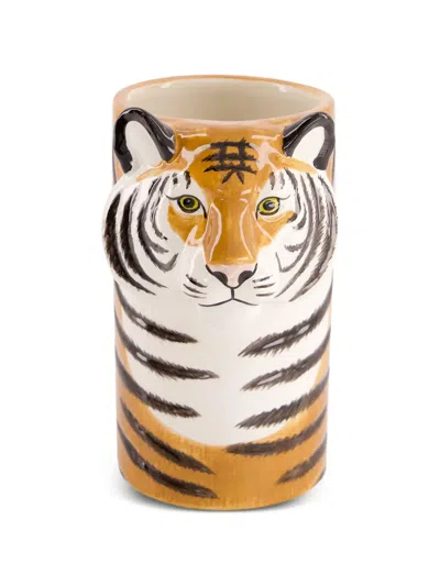 Quail Ceramics Tiger Utensil Pot In Orange