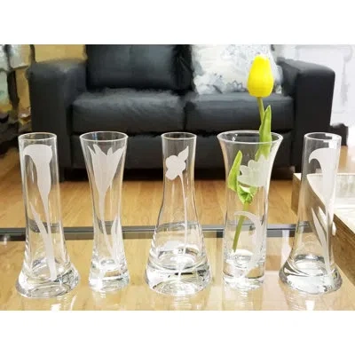 Qualia Glass Bouquet 5 Piece Budvase Set In White;clear