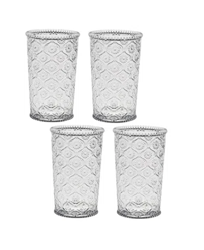 Qualia Glass Cameo Highball Glasses, Set Of 4