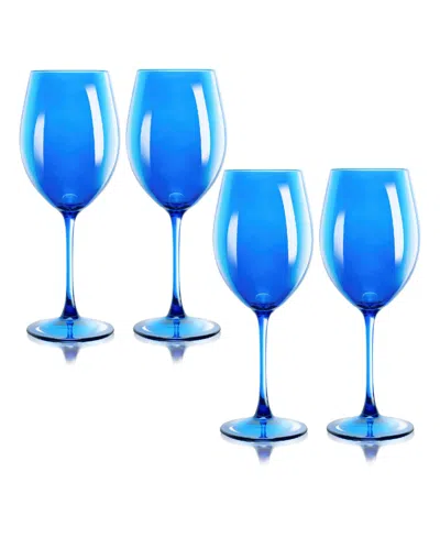 Qualia Glass Carnival All Purpose 20 oz Wine Glasses, Set Of 4 In Blue