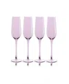 Qualia Glass Carnival Champagne Flutes, Set Of 4 In Purple