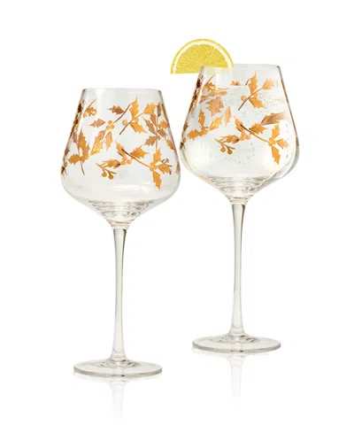 Qualia Glass Classic Goblets, Set Of 2 In Clear With Gold