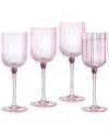 Qualia Glass Cranberry All Purpose Wine Glasses, Set Of 4 In Light Pink With Burgundy