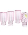 Qualia Glass Cranberry Highball Glasses, Set Of 4 In Light Pink With Burgundy