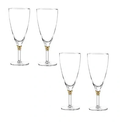Qualia Glass Helix Iced Tea 16 Oz. Glass Goblet (set/4) In Gold
