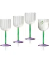Qualia Glass Mardi Gras All Purpose Wine Glasses, Set Of 4 In Multi Colour