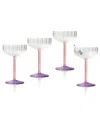 Qualia Glass Mardi Gras Coupes, Set Of 4 In Multi Colour
