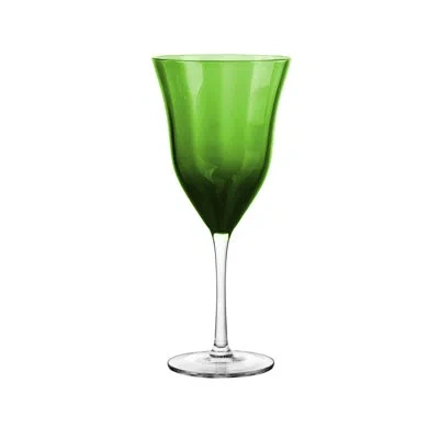 Qualia Glass Meridian 14 Oz. Crystal Wine Goblet In Green