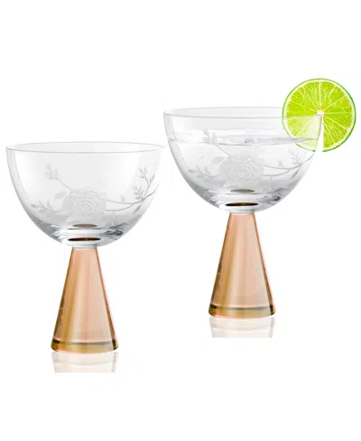 Qualia Glass Peony Coupes, Set Of 2 In Amber
