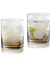 Qualia Glass Peony Double Old-fashioned Glasses, Set Of 2 In Amber