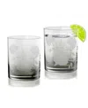 Qualia Glass Peony Double Old-fashioned Glasses, Set Of 2 In Gray
