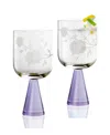 Qualia Glass Peony Goblets, Set Of 2 In Purple