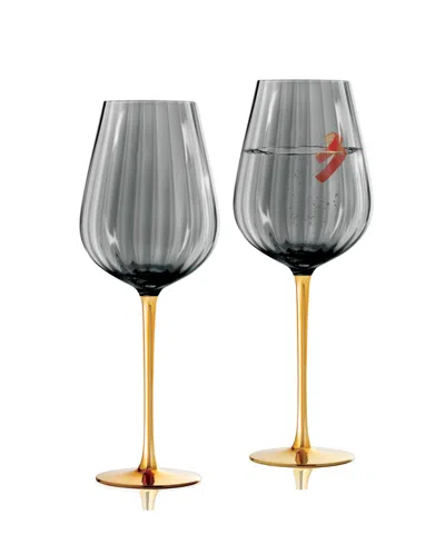 Qualia Glass Posh All Purpose Wine Glasses, Set Of 2 In Gray