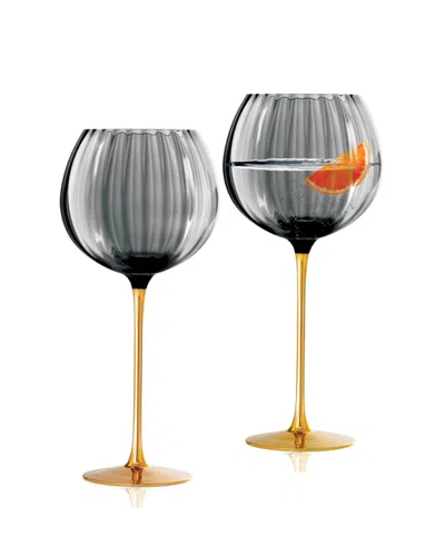 Qualia Glass Posh Ballon Glasses, Set Of 2 In Gray