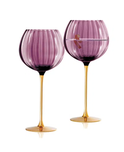 Qualia Glass Posh Ballon Glasses, Set Of 2 In Purple