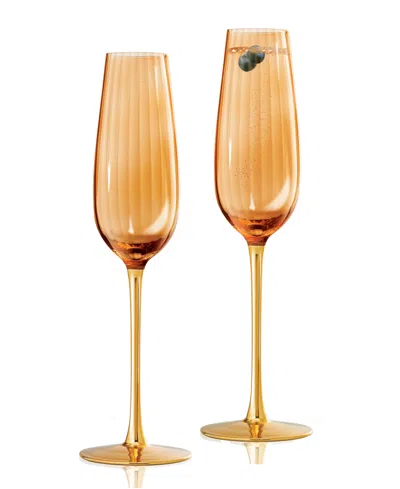 Qualia Glass Posh Champagne Flutes, Set Of 2 In Amber