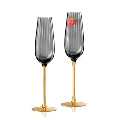 Qualia Glass Posh Flute Set Of 2 In Gray