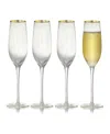 Qualia Glass Rocher Champagne Flutes, Set Of 4, 8.5 oz