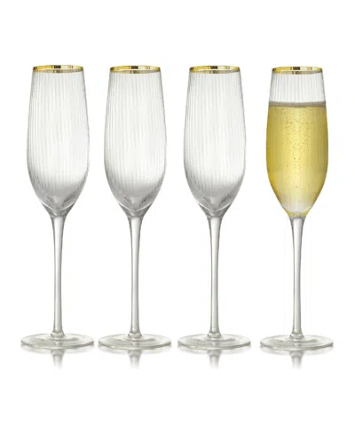Qualia Glass Rocher Champagne Flutes, Set Of 4, 8.5 oz
