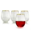 Qualia Glass Rocher Stemless Wine Glasses, Set Of 4, 21 oz