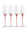 Qualia Glass Tempest Flutes, Set Of 4 In Clear,red
