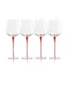 Qualia Glass Tempest Goblets, Set Of 4 In Clear,red