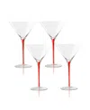 Qualia Glass Tempest Martini Glasses, Set Of 4 In Clear,red