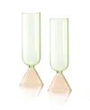 Qualia Glass Venice Flute Glasses, Set Of 2 In Peach,green