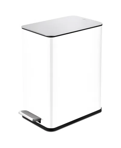 Qualiazero 2.6 Gallon Slim Step On Trash Can In White