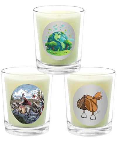 Qualitas Candles 3pc Candle Set - Leather In Green
