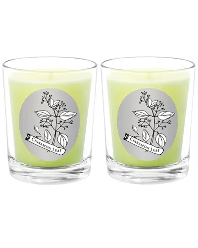 Qualitas Candles Cinnamon Leaf Two Scented Beeswax Candle Set In Green