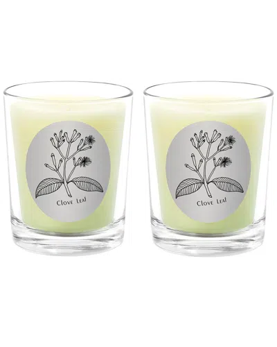 Qualitas Candles Clove Leaf Two Scented Beeswax Candle Set In Green