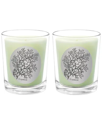 Qualitas Candles Cyprass Two Scented Beeswax Candle Set In Green