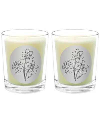 Qualitas Candles Daffodail Two Scented Beeswax Candle Set In White