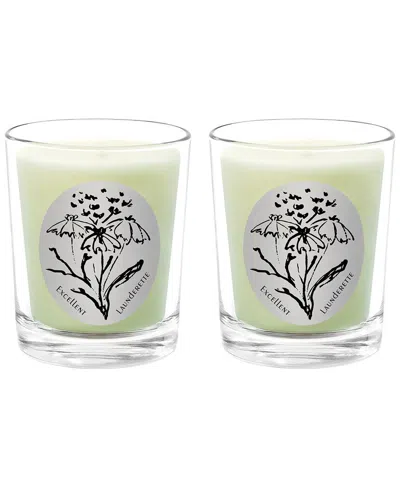Qualitas Excellent Launderette Two Scented Beeswax Candle Set In White