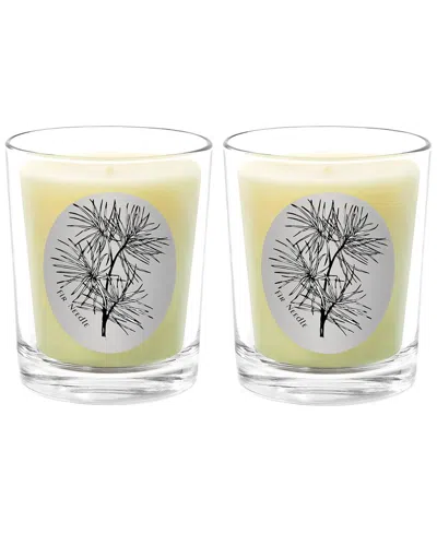 Qualitas Candles Fir Needle Two Scented Beeswax Candle Set In White