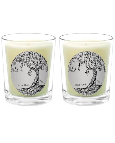 Qualitas Fleur Oud Two Scented Beeswax Candle Set In White