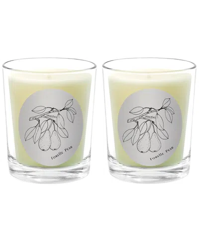 Qualitas Candles Forelle Pear Two Scented Beeswax Candle Set In White