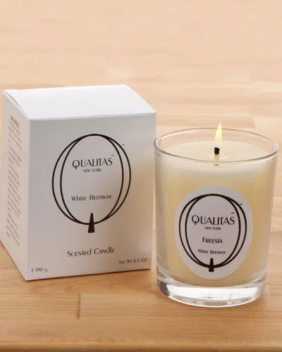 Qualitas Candles Freesia 6.5oz Beeswax Candle In White