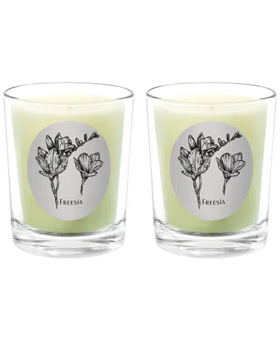 Qualitas Candles Freesia Two Scented Beeswax Candle Set In White