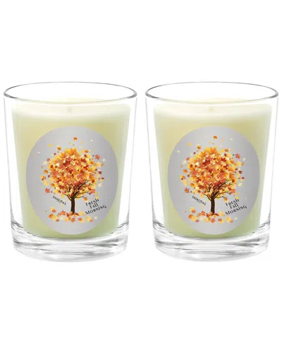 Qualitas Fresh Fall Morning Two Scented Beeswax Candle Set In White