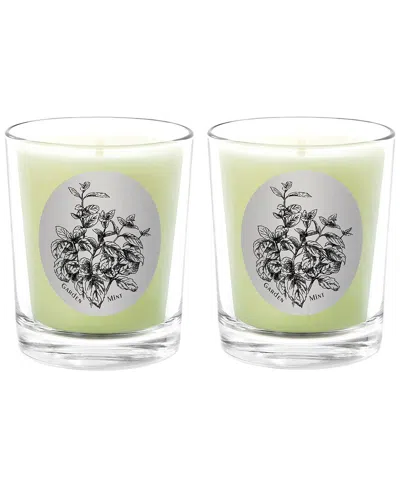Qualitas Candles Garden Mint Two Scented Beeswax Candle Set In Green