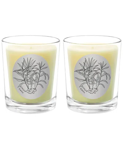 Qualitas Ginger Glass Two Scented Beeswax Candle Set In White