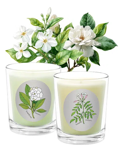 Qualitas Candles Hand-poured Candle Set - Jasmine Gardenia In Green