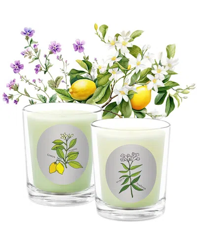 Qualitas Candles Hand-poured Candle Set - Verbena Lemon Tree In Green