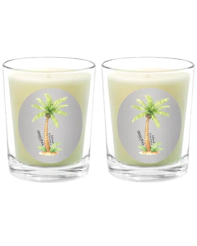 Qualitas Island Cocount Two Scented Beeswax Candle Set In White