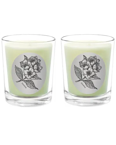 Qualitas Candles Jasmine Two Scented Beeswax Candle Set In Green